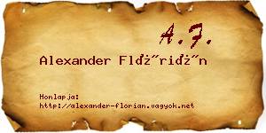 Alexander Flórián névjegykártya